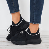 Sohiwoo  Black Mesh Chunky Sneakers Breathable Thick Sole Shoes