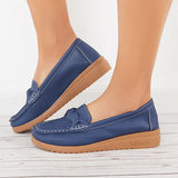 Women Retro Round Toe Penny Loafers Casual Platform Flats Walking Shoes