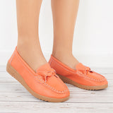 Women Retro Round Toe Penny Loafers Casual Platform Flats Walking Shoes