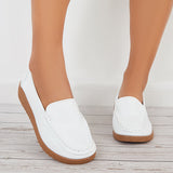 Women Retro Round Toe Loafers Platform Flats Walking Shoes