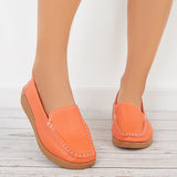 Women Retro Round Toe Loafers Platform Flats Walking Shoes