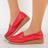 Women Retro Round Toe Loafers Platform Flats Walking Shoes