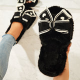 Sohiwoo Women Open Toe Bowknot Furry Bedroom Slippers Soft Footbed Shoes