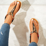 Sohiwoo Women Elastic Ankle Strap Sandals Flip Flop Low Wedge Heel Shoes