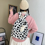 Sohiwoo Cow Pattern Plush Backpack