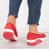 Sohiwoo  Women Breathable Mesh Platform Loafers Slip on Walking Shoes