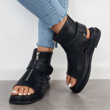 Sohiwoo Black High Top Platform Heel Sandals Slingback Ankle Boots