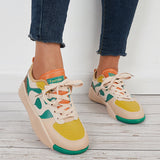 Sohiwoo  Women Lace Up Green Sneakers Casual Platform Sneaker Shoes