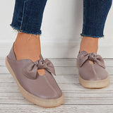 Women Penny Loafers Bowknot Slip on Flat Walking Shoes