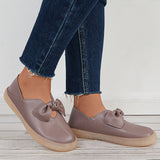 Women Penny Loafers Bowknot Slip on Flat Walking Shoes