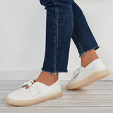 Women Penny Loafers Bowknot Slip on Flat Walking Shoes