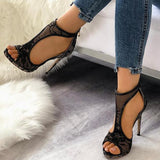 Sohiwoo  Women Wedding Heels Lace Party Heels Open Toe Cutout Thin Heel Sandals Imily Bela