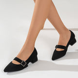 Sohiwoo woman formal Black Mary Jane Dress Shoes Pointy Toe Low Block Heel Pumps