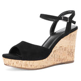 Sohiwoo Women Platform High Wedges Open Toe Ankle Strap Cork Heel Sandals