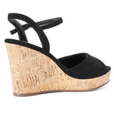 Sohiwoo Women Platform High Wedges Open Toe Ankle Strap Cork Heel Sandals