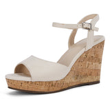 Sohiwoo Women Platform High Wedges Open Toe Ankle Strap Cork Heel Sandals