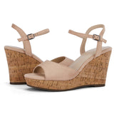 Sohiwoo Women Platform High Wedges Open Toe Ankle Strap Cork Heel Sandals