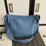 Sohiwoo Vintage Denim Spliced Shoulder Bag All Match Large Capacity Crossbody Bag Perfect Armpit Bag