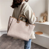 Sohiwoo Simple Canvas Tote Bag Large Capacity Shoulder Bag Casual Handbag For Travel Shopping