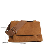 Sohiwoo Vintage Large Capacity Messenger Shoulder Bag Solid Color Flap Crossbody Bag Versatile Bag For School