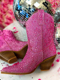 Sohiwoo Tootsies Premium Rhinestone Mid Booties - Pink