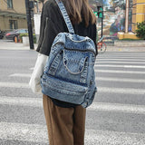 Sohiwoo Denim Student Travel Backpack