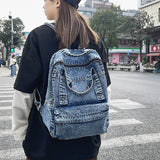 Sohiwoo Denim Student Travel Backpack