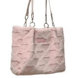 Sohiwoo Sweet Heart Furry Tote Bag