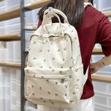 Sohiwoo Floral Print Student Backpack