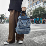 Sohiwoo Denim Student Travel Backpack