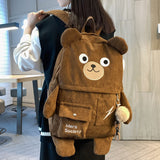 Sohiwoo Cute Bear Velvet Backpack