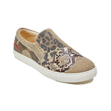 Sohiwoo  Women Casual Leopard Snakeskin Canvas Flats