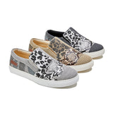 Sohiwoo  Women Casual Leopard Snakeskin Canvas Flats