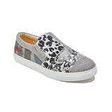 Sohiwoo  Women Casual Leopard Snakeskin Canvas Flats