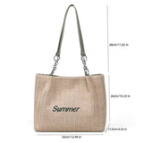 Sohiwoo Woven Straw Bag Boho Style Tote Bag Large Capacity Shoulder Bag For Travel Beach