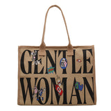 Sohiwoo Vintage Letter Print Tote Bag Large Capacity Shoulder Bag All Match Handbag & Shopping Bag