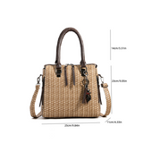 Sohiwoo 3pcs Retro Texture Tote Bag Set Woven Handbag With Crossbody Shoulder Bag & Clutch Card Case